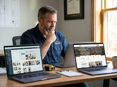 Tennessee contractor choosing between DIY website building and professional web design services