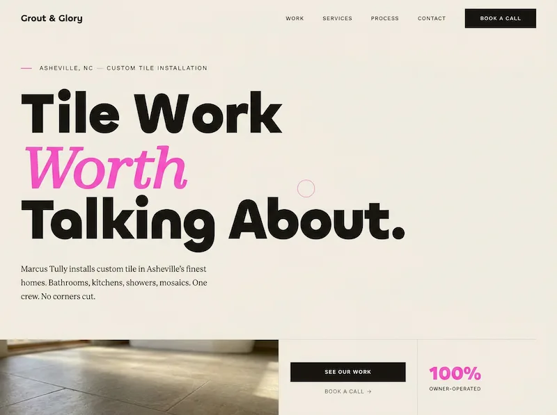 Grout and Glory Tile Co. website design by The Way Digital