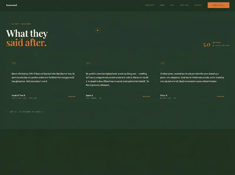Ironwood Flooring website design by The Way Digital