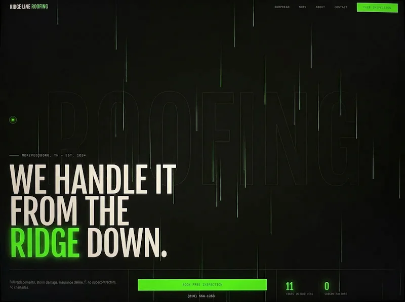 Ridge Line Roofing website design by The Way Digital